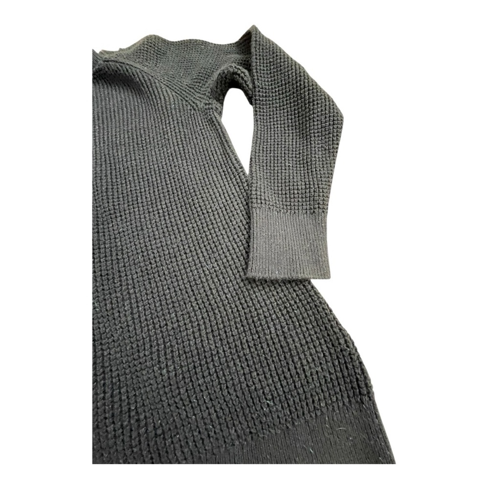 LL Bean Navy Blue Waffle Knit Henley Sweater Women’s Medium - Picture 5 of 6